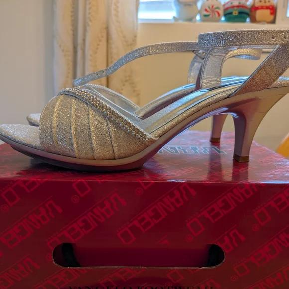 Vangelo Rhinestone Silver Strappy Heels - Picture 2 of 4